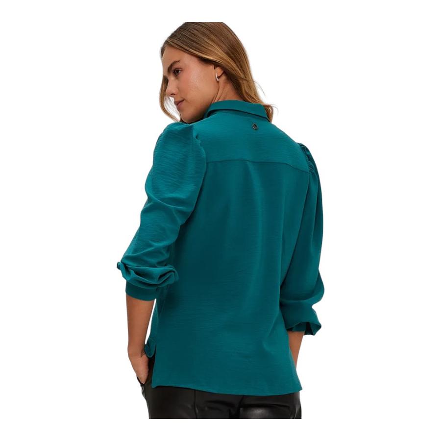 Blusa Camisera Botones Mujer IO Verde Musgo