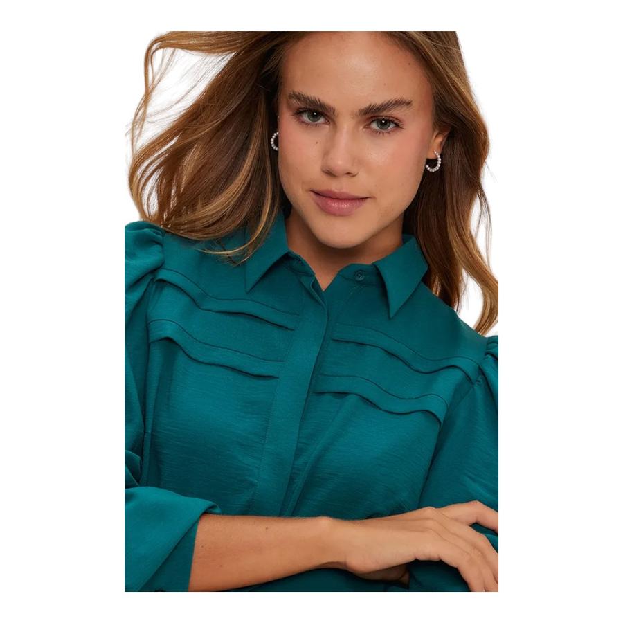 Blusa Camisera Botones Mujer IO Verde Musgo