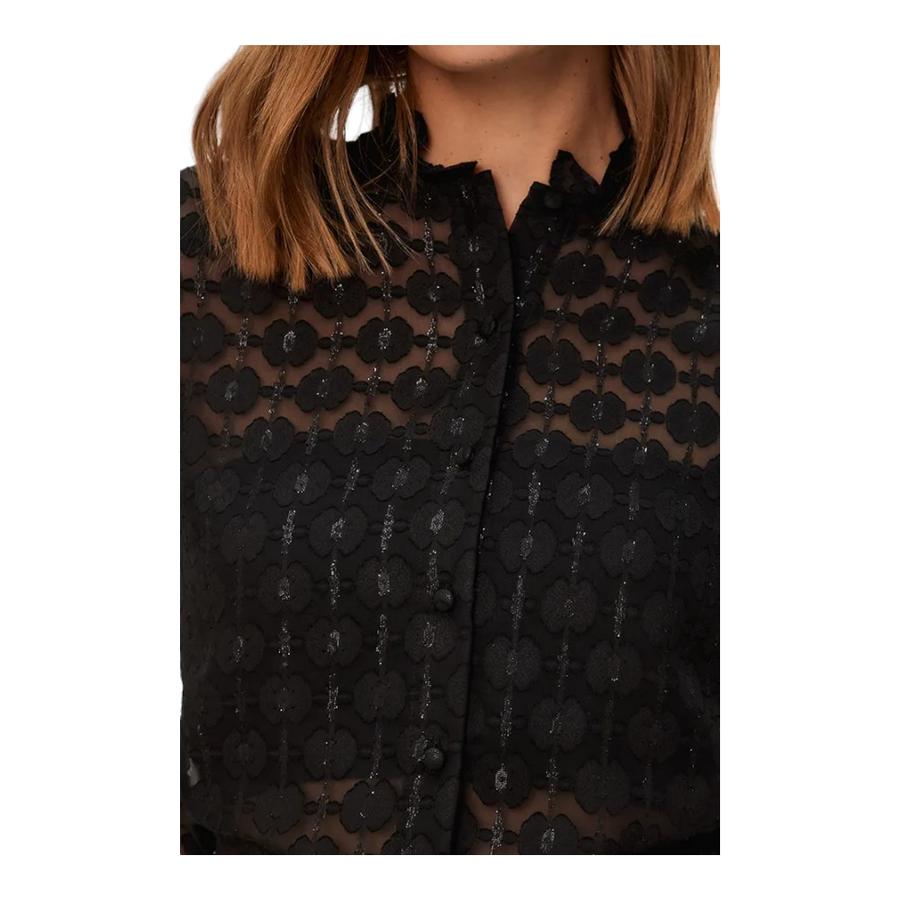 Blusa Devore Cuello Mao Mujer IO Negro