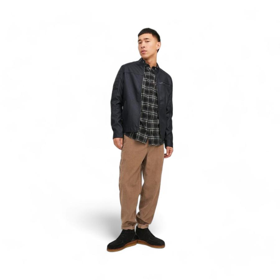 Chaqueta Hombre Jack&Jones Biker Antelina Negro