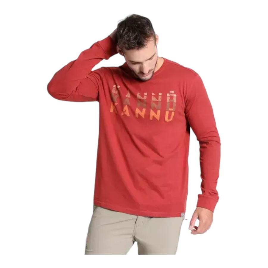 Polera Outdoor Hombre Kannu Estampada Lifestyle Naranjo