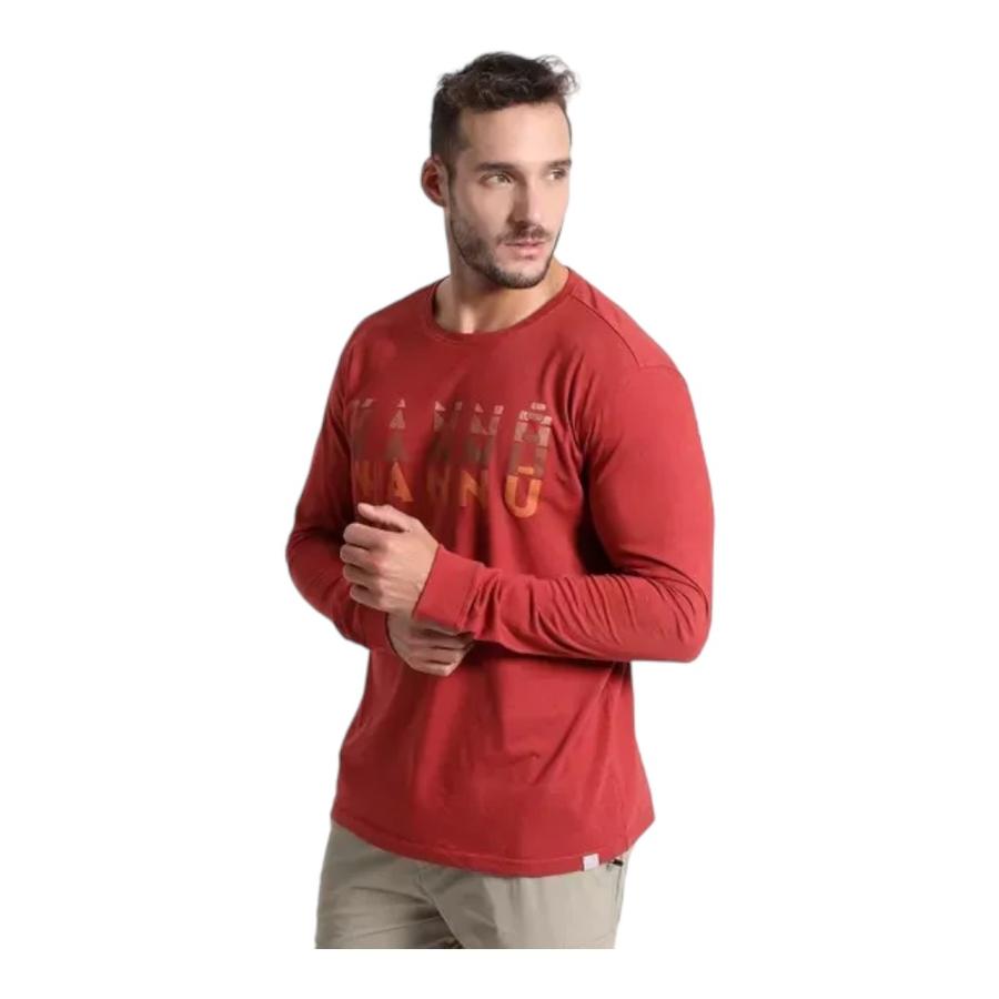 Polera Outdoor Hombre Kannu Estampada Lifestyle Naranjo
