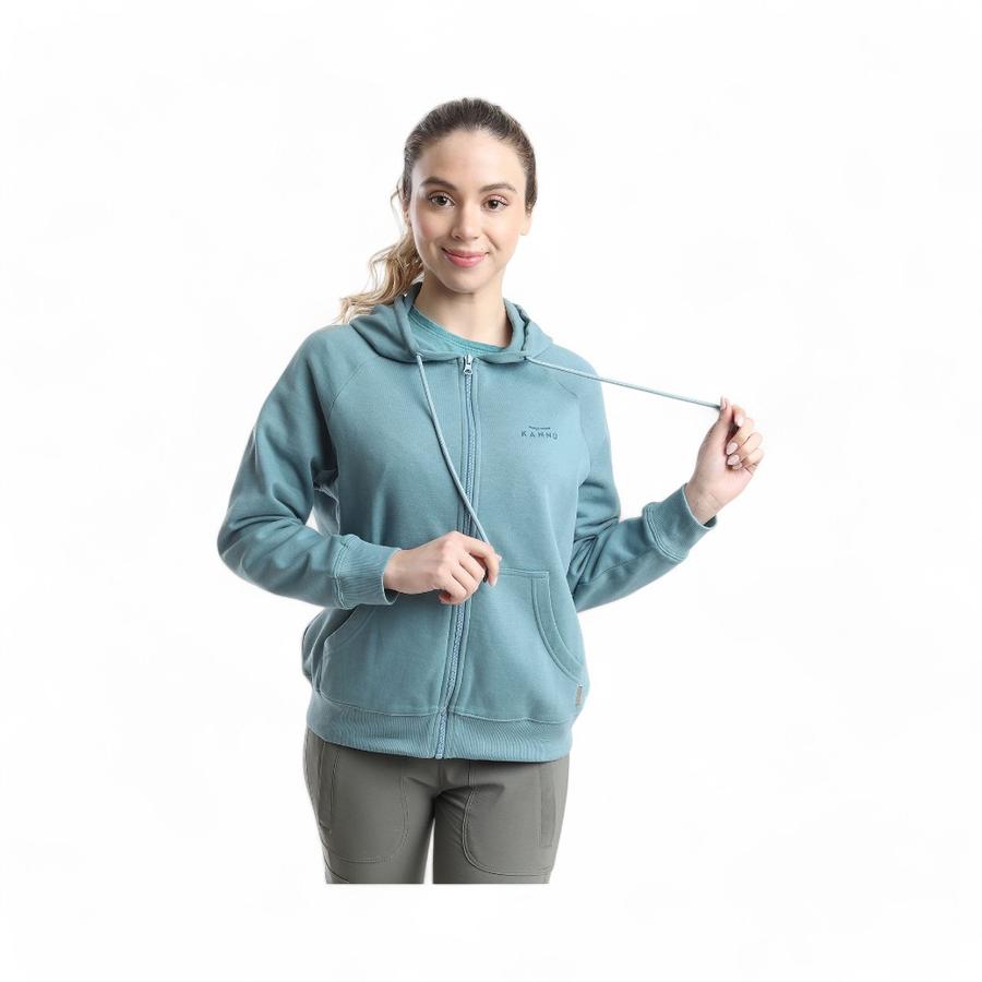 Polerón Mujer Kannu Coigue Full Zipper Azul Piedra