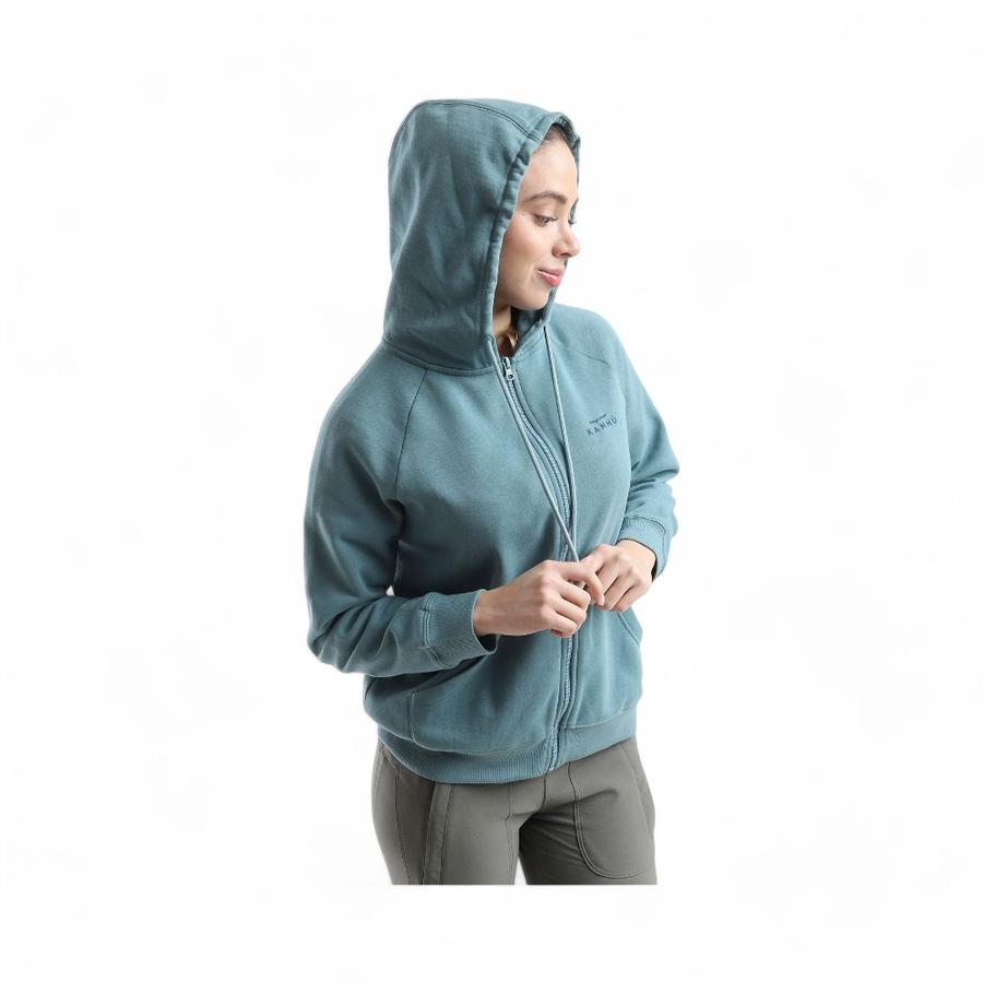 Polerón Mujer Kannu Coigue Full Zipper Azul Piedra