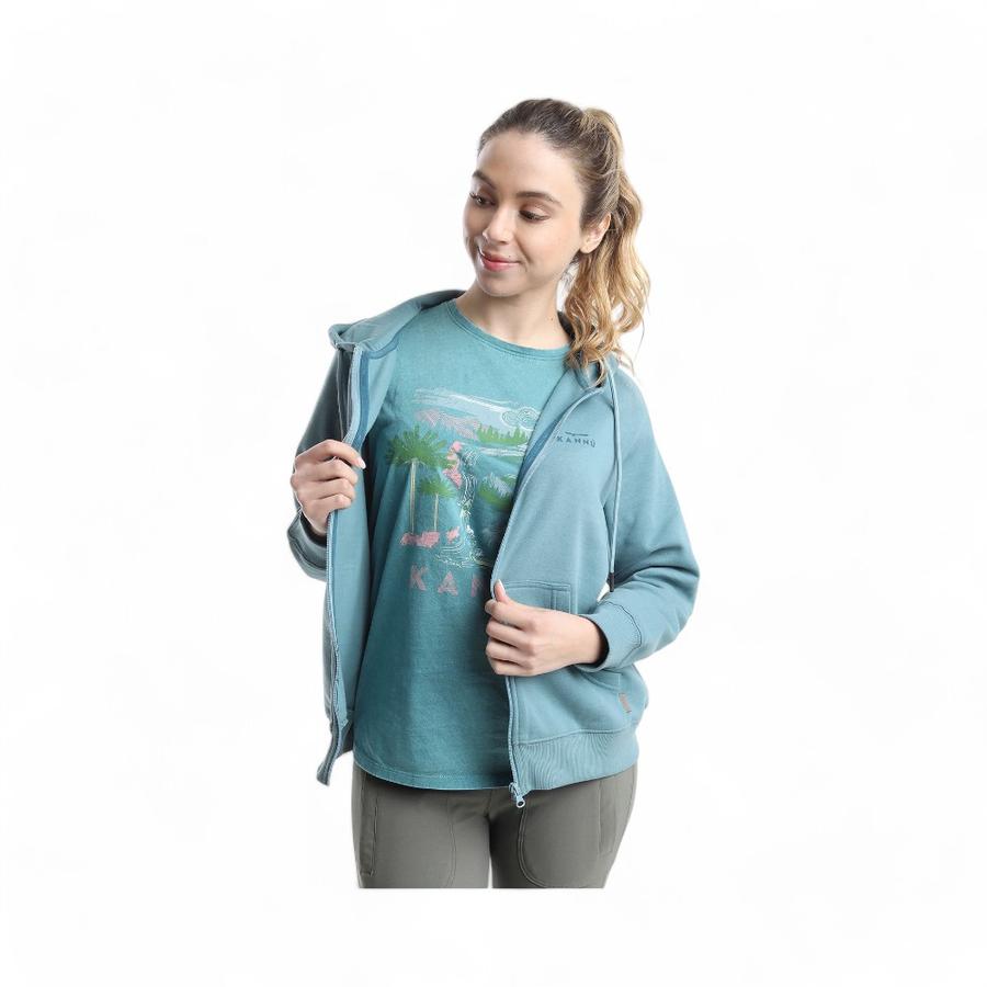 Polerón Mujer Kannu Coigue Full Zipper Azul Piedra