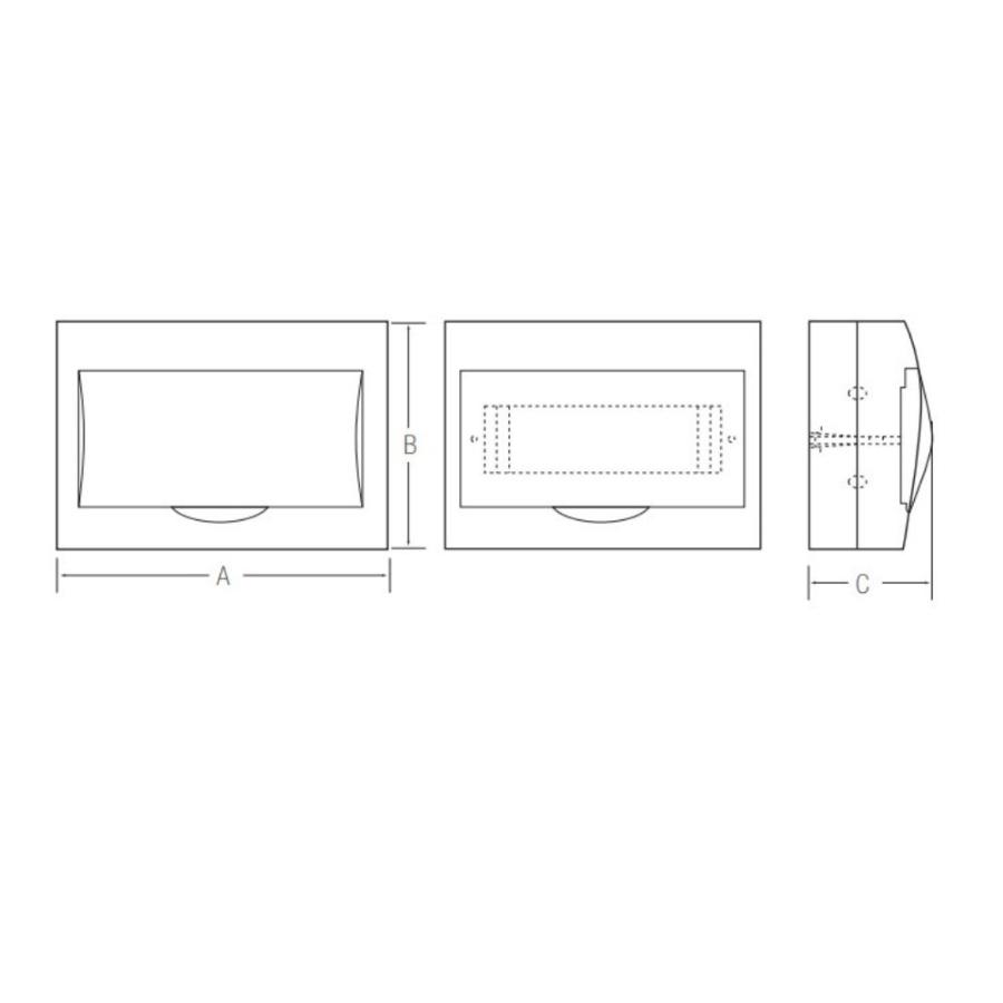 Tablero sobrepuesto Kersting IP41, LH, 12 polos