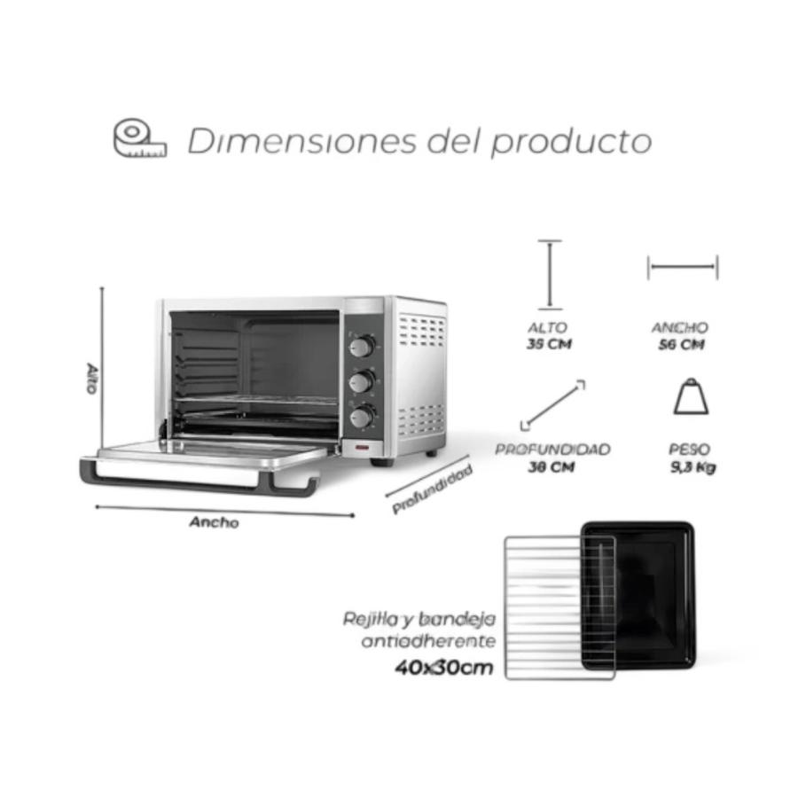 Horno Eléctrico Kitchen It Silver Series 45 Litros