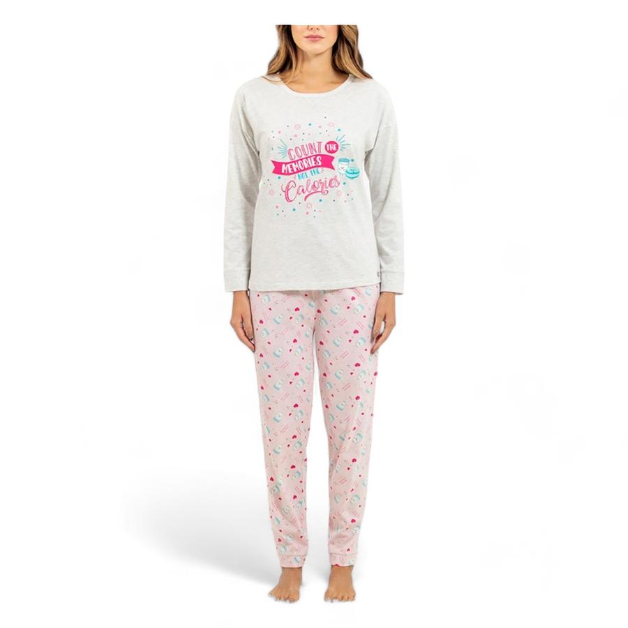 Pijama Algodon Estampado Mujer Lady Genny Rosado