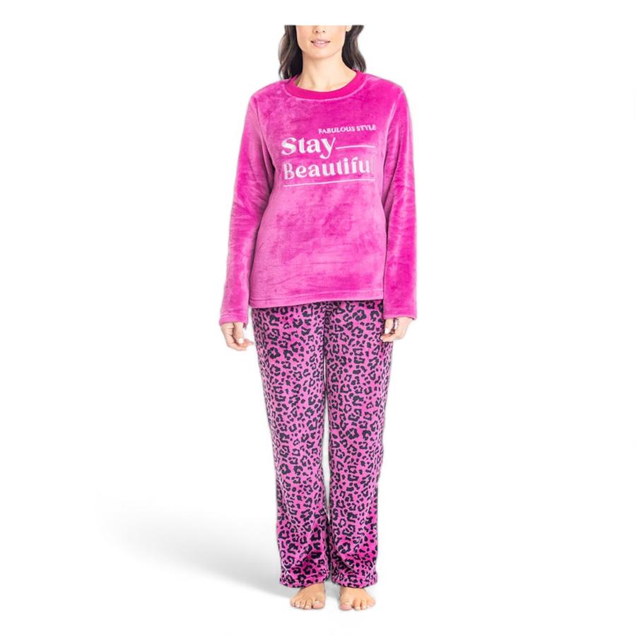 Pijama De Polar Estampado Mujer Lady Genny Fucsia