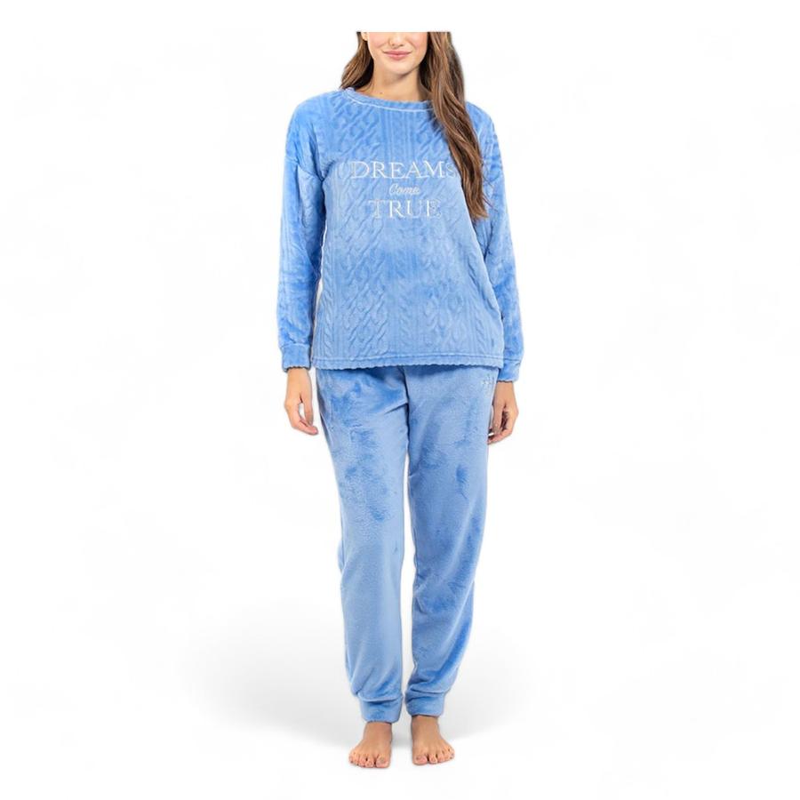 Pijama De Polar Mujer Lady Genny Celeste