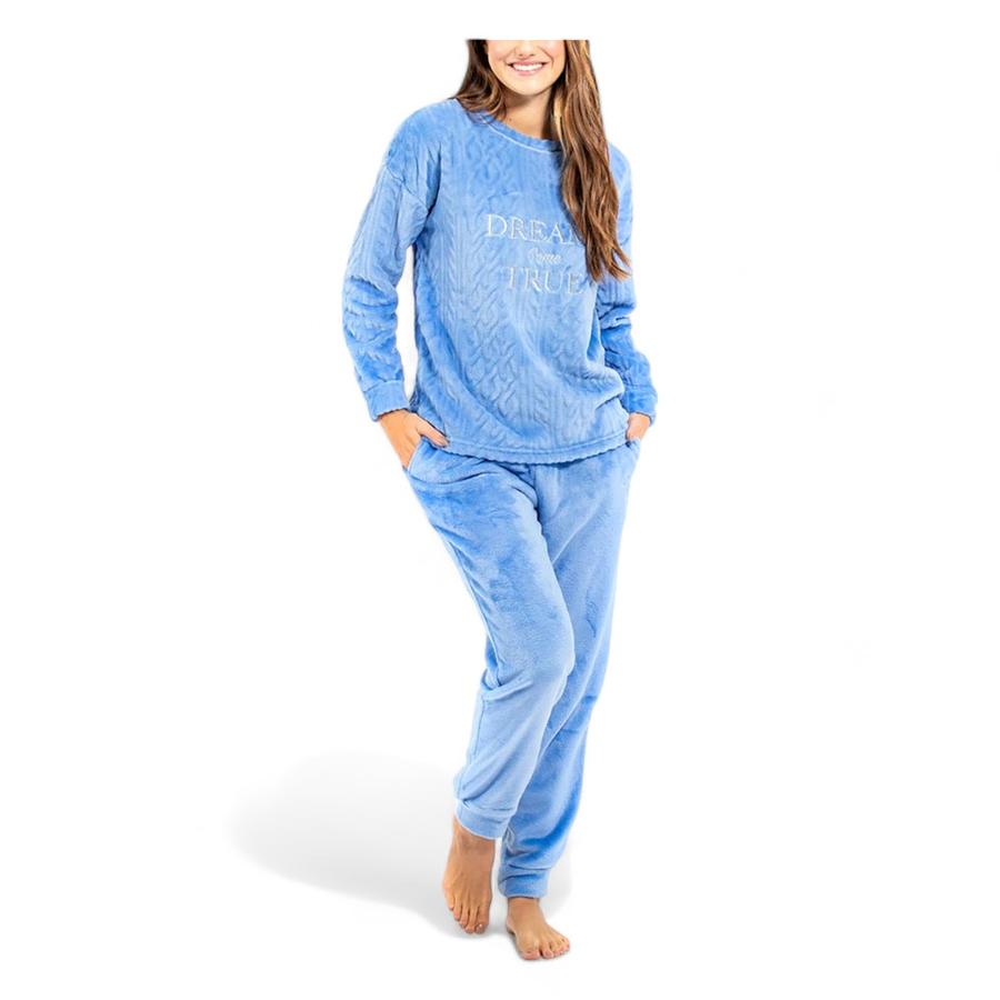 Pijama De Polar Mujer Lady Genny Celeste