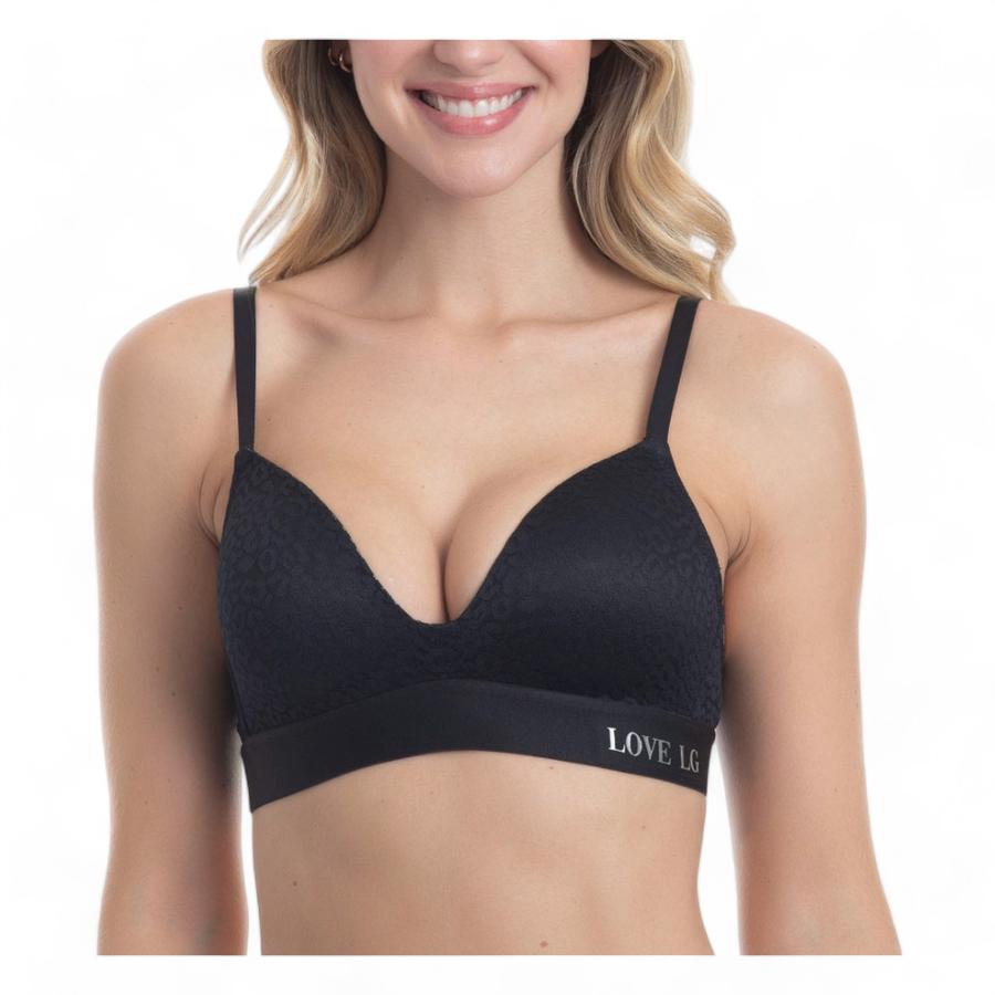 Sosten Encaje Wireless Soft Mujer Lady Genny Copa C Negro