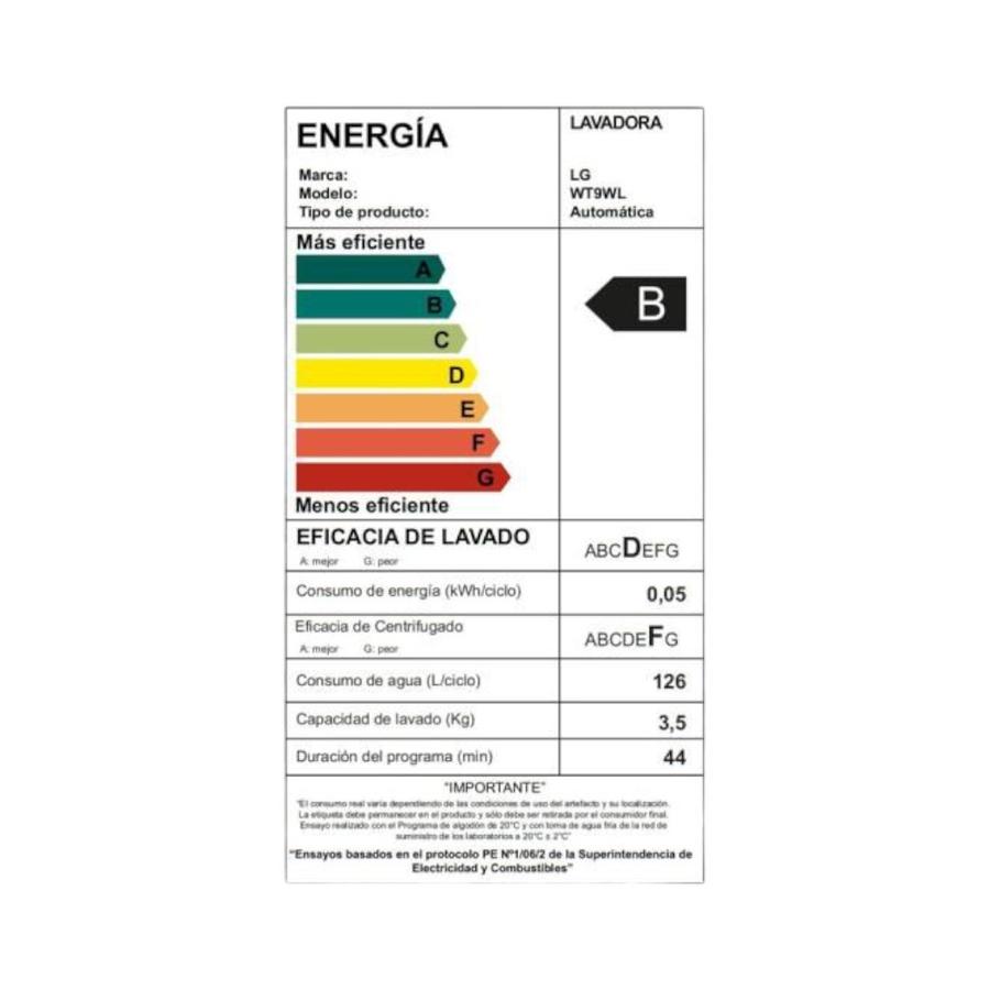 Lavadora Carga Superior LG 9 Kg Lavado Rápido Blanco