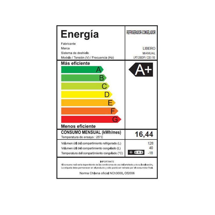 Refrigerador Libero Lrt200dfi Frio Directo Plateado 168 Litros