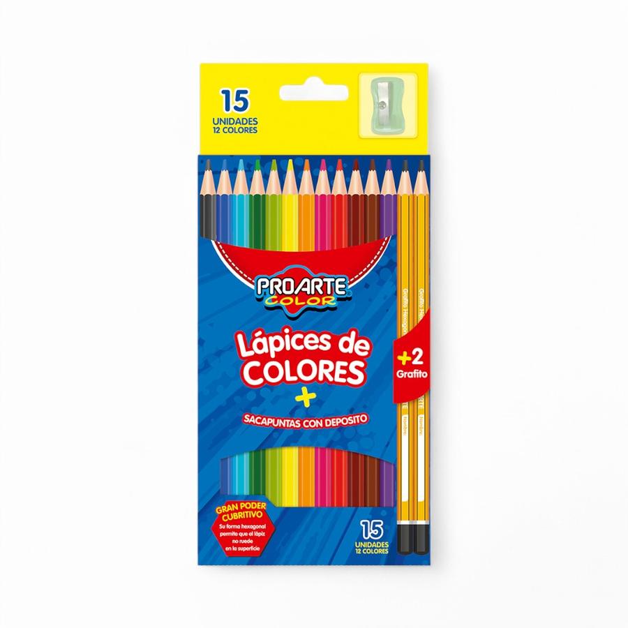 Set Proarte Lapices Colores + 2 Grafitos + Sacapuntas