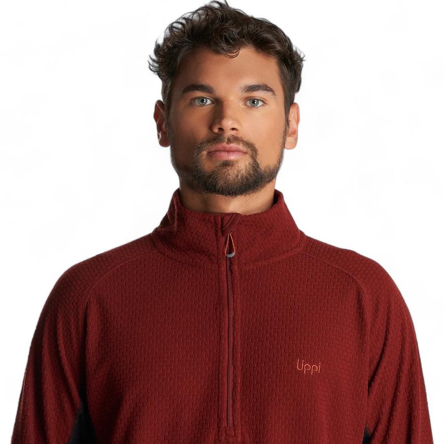 Poleron Hombre Jacaranda Nano-F 1/4 Zip Lippi Burdeo