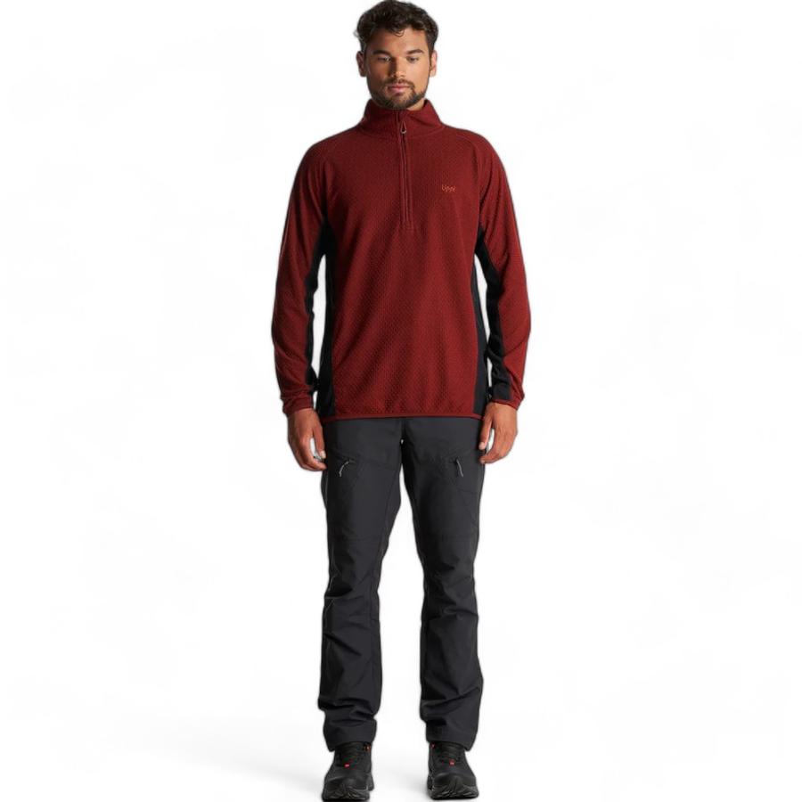 Poleron Hombre Jacaranda Nano-F 1/4 Zip Lippi Burdeo