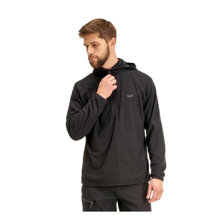 Poleron Lippi Jacaranda Nano-F 1/4 Zip Hoody Hombre Negro
