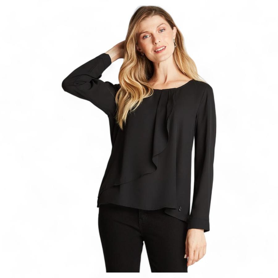 Blusa Con Capa Mujer Lorenzo Di Pontti Negro