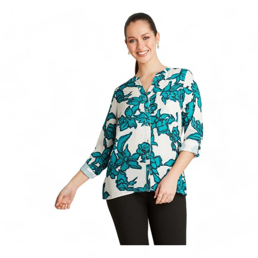 Blusa Abotonada Mujer Lorenzo Di Pontti Turquesa