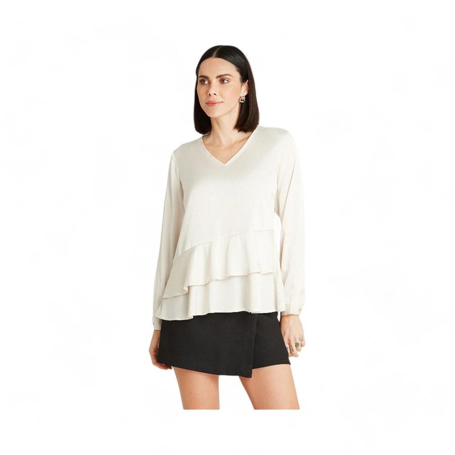 Blusa Mujer Lorenzo Di Pontti Manga Larga Cuello V Arena