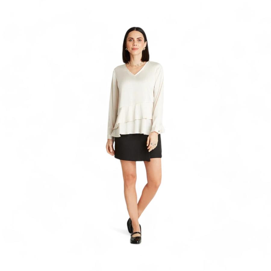 Blusa Mujer Lorenzo Di Pontti Manga Larga Cuello V Arena