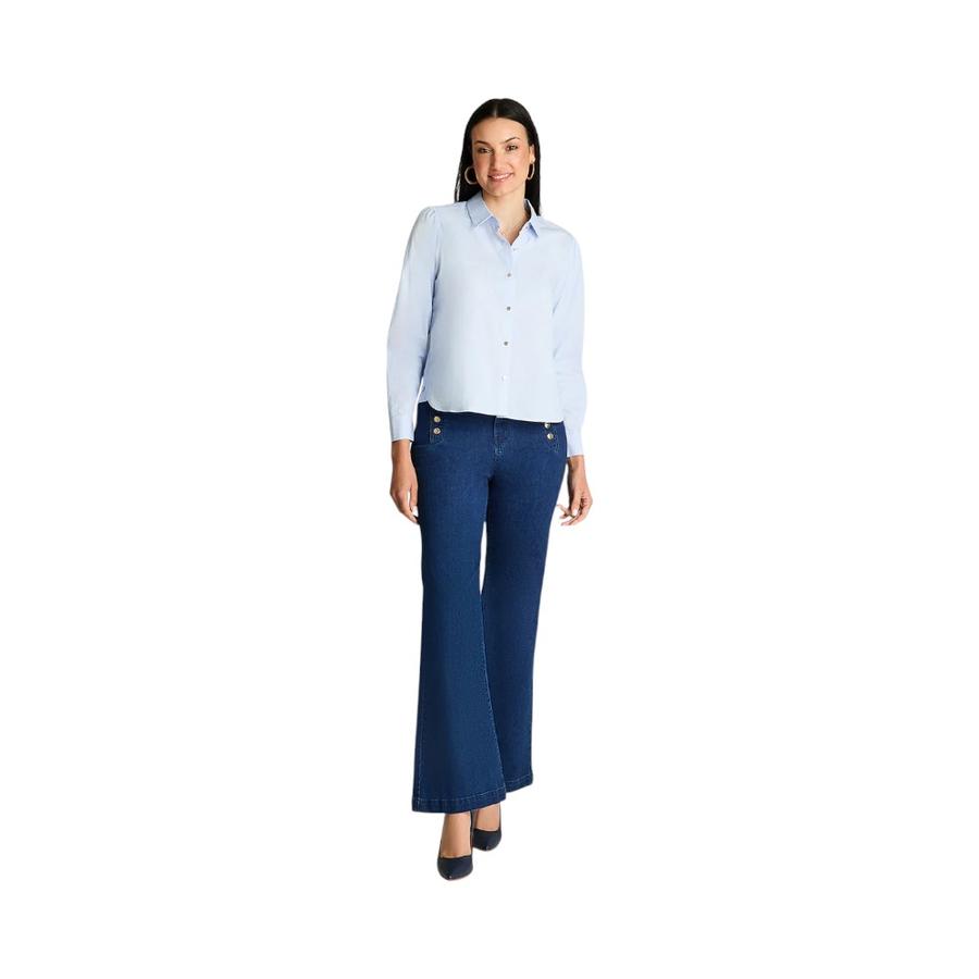Blusa Mujer Lorenzo Di Pontti Celeste Manga Larga