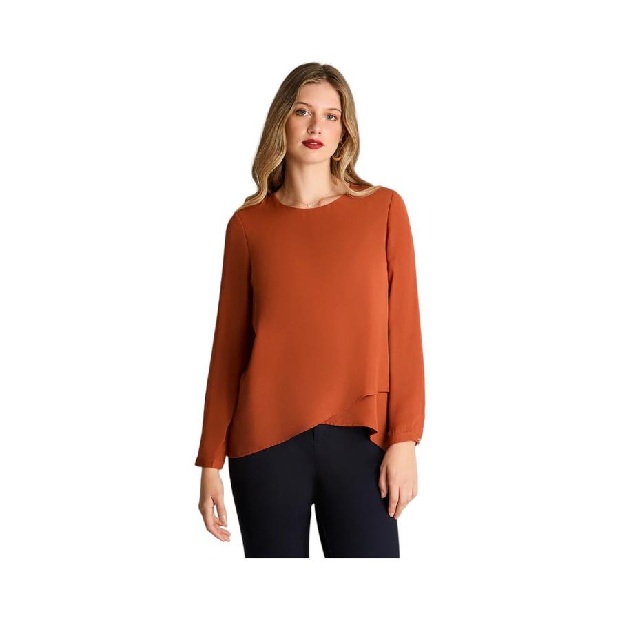 Blusa Mujer Lorenzo Di Pontti Manga Larga Terracota