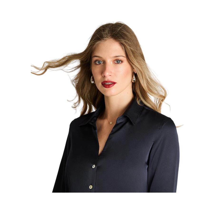 Blusa Mujer Lorenzo Di Pontti Manga Larga Azul