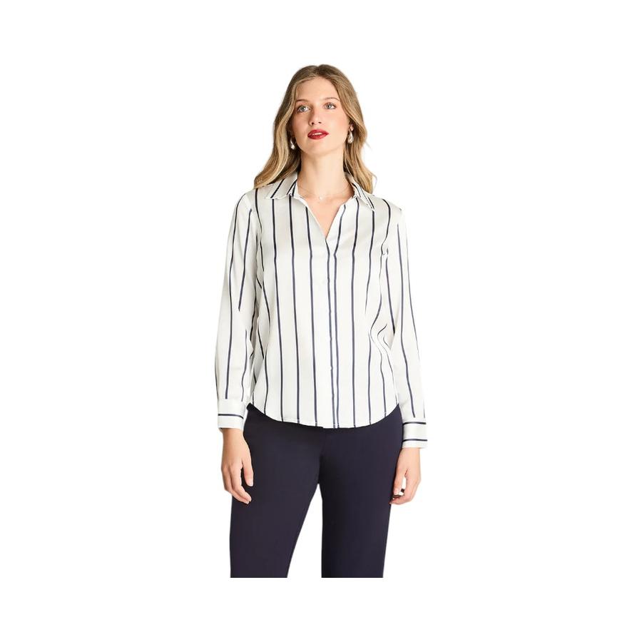 Blusa Mujer Lorenzo Di Pontti Manga Larga Crudo con Rayas