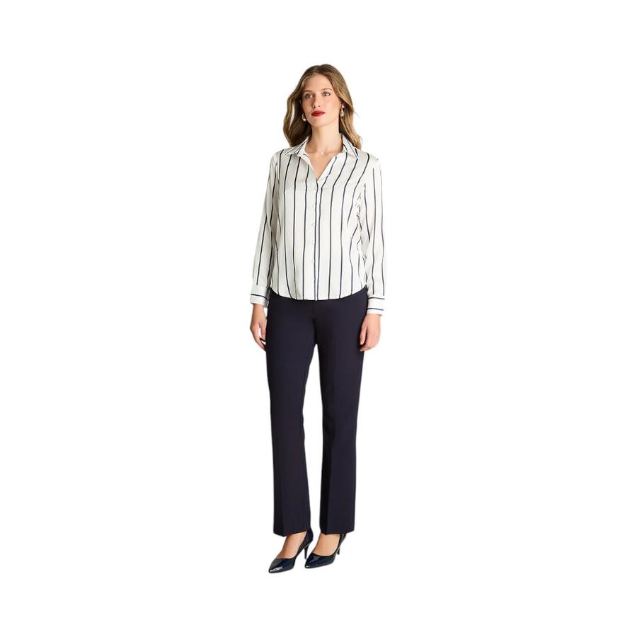 Blusa Mujer Lorenzo Di Pontti Manga Larga Crudo con Rayas