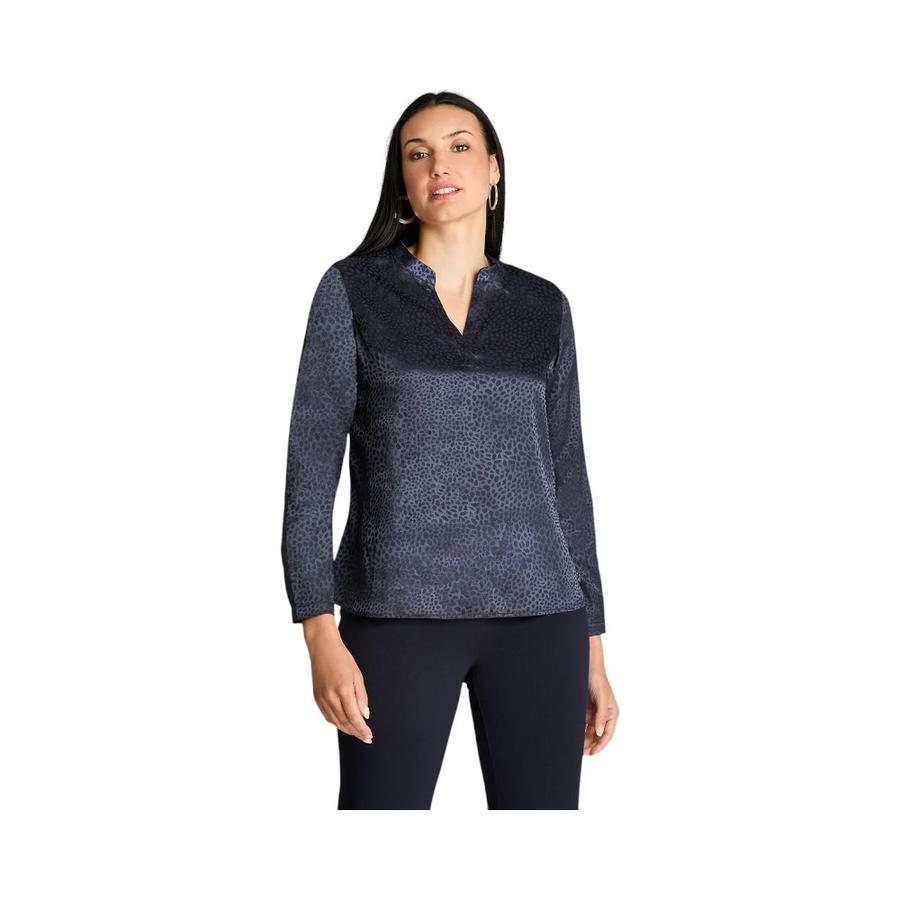 Blusa Mujer Lorenzo Di Pontti Manga Larga Azul 