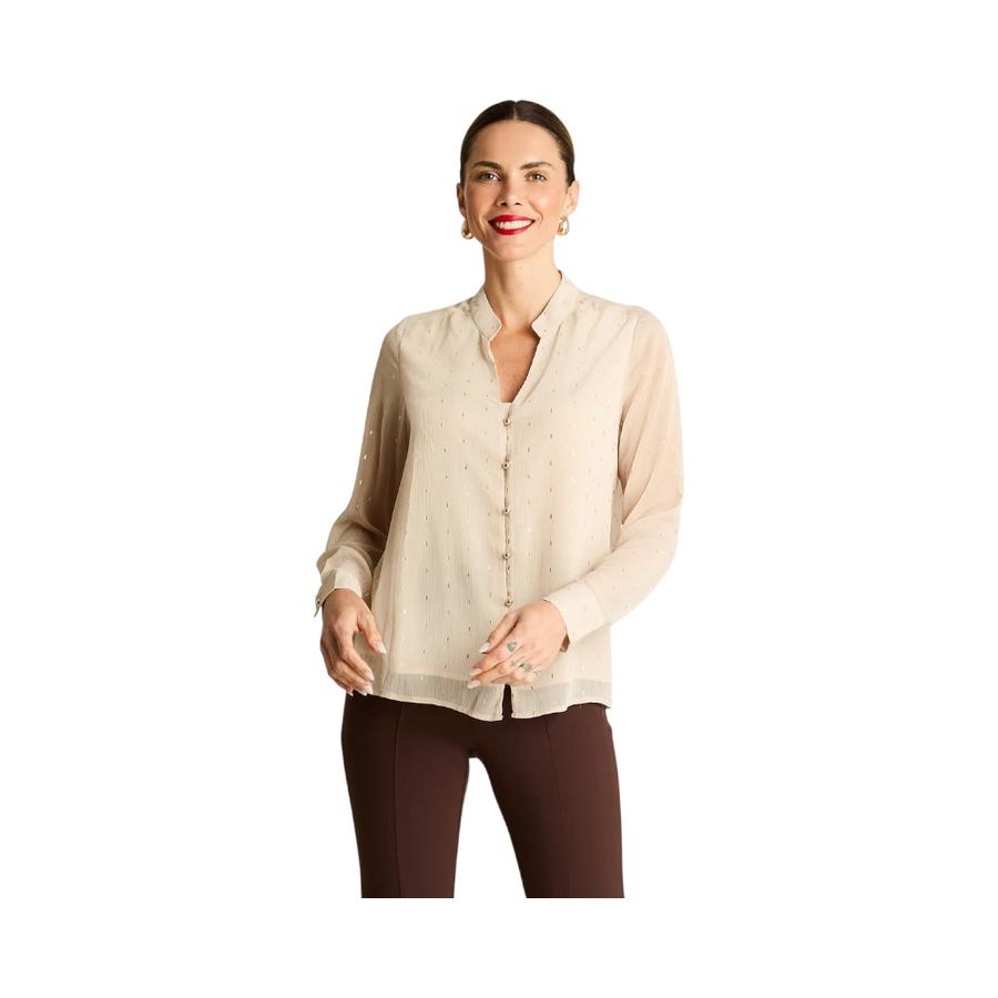 Blusa Mujer Lorenzo Di Pontti Manga Larga Beige