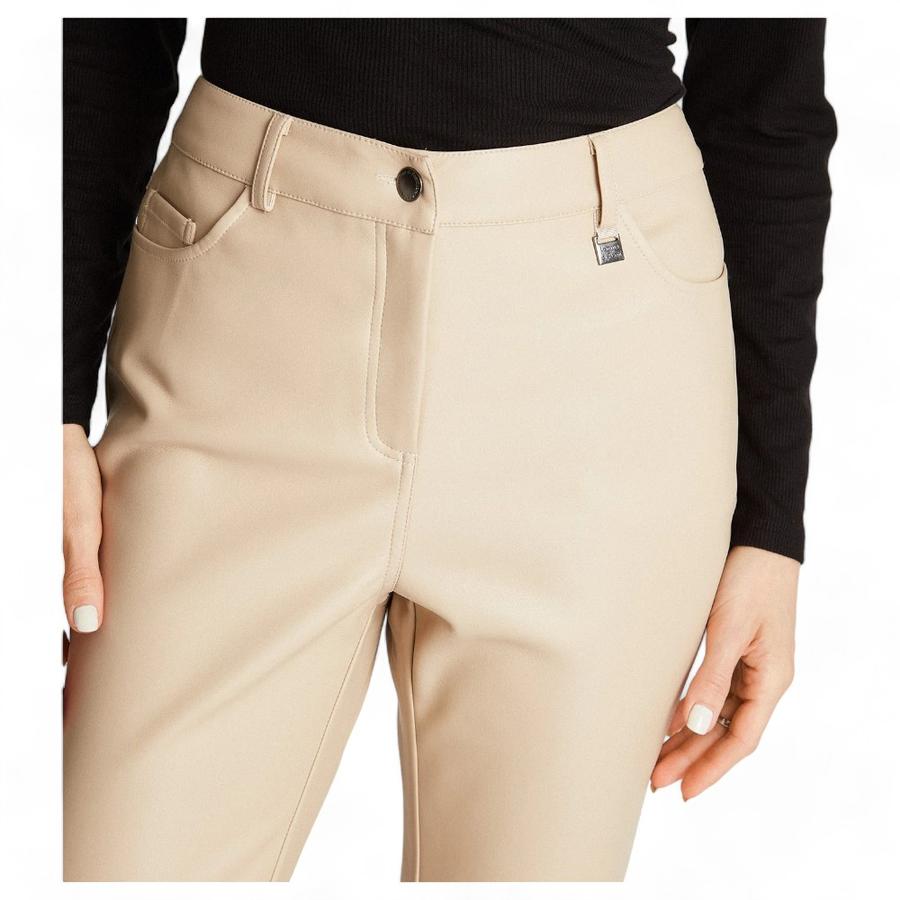 Pantalón Recto Imitación Piel Mujer Lorenzo Di Pontti Arena