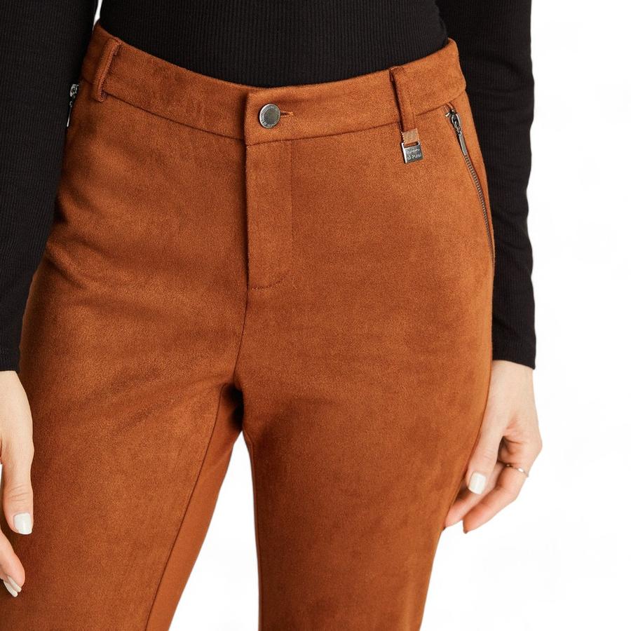 Calza Recta Efecto Gamuza Mujer Lorenzo Di Pontti Camel