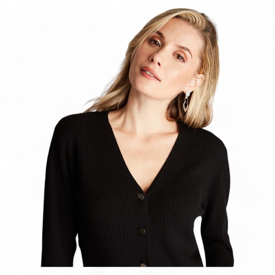 Cardigan Cuello V Mujer Lorenzo Di Pontti Negro