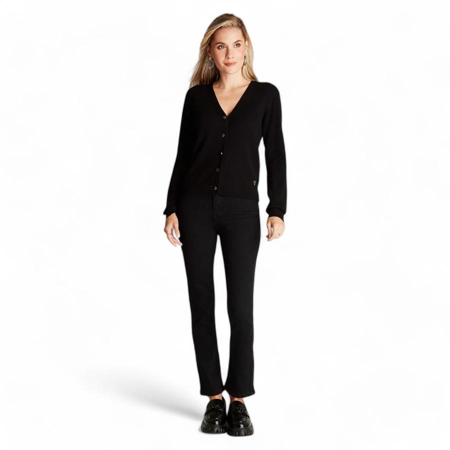 Cardigan Cuello V Mujer Lorenzo Di Pontti Negro