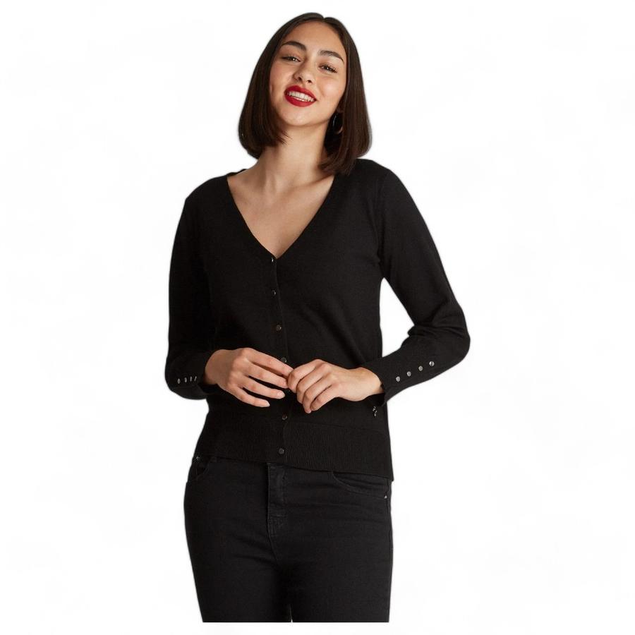 Cardigan Escote V Mujer Lorenzo Di Pontti Negro