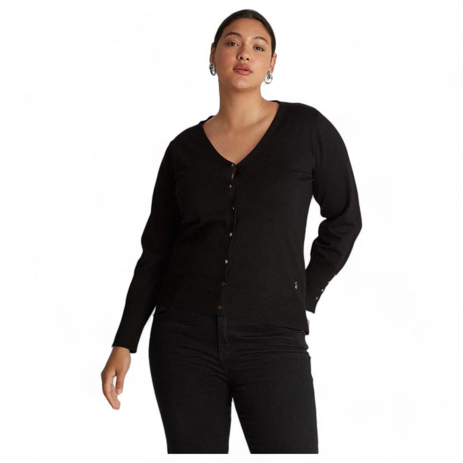 Cardigan Escote V Mujer Lorenzo Di Pontti Negro