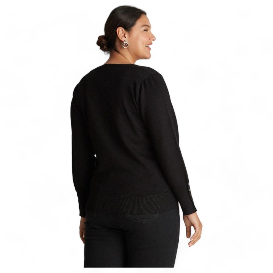 Cardigan Escote V Mujer Lorenzo Di Pontti Negro