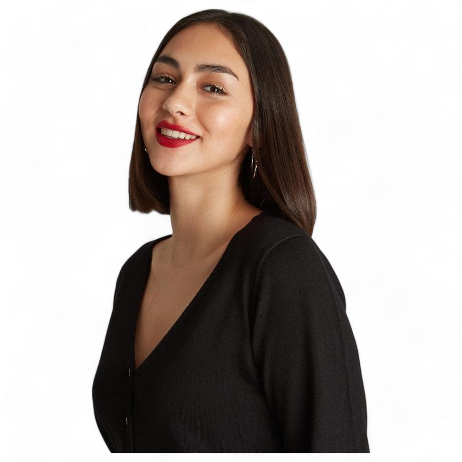 Cardigan Escote V Mujer Lorenzo Di Pontti Negro