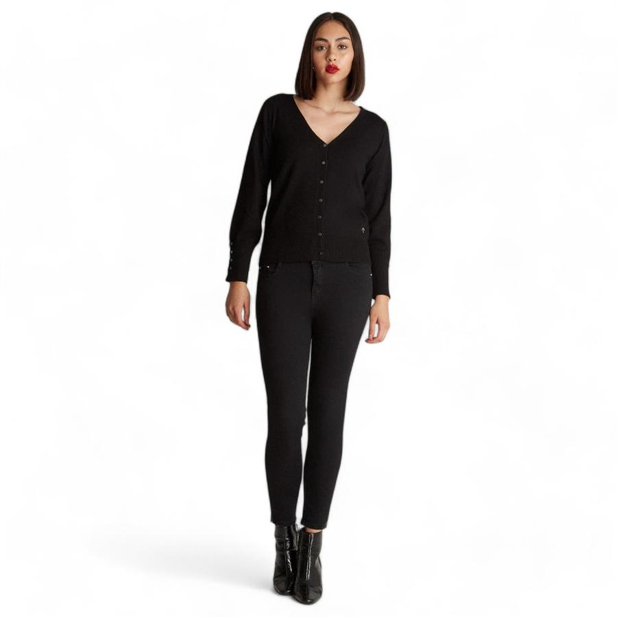 Cardigan Escote V Mujer Lorenzo Di Pontti Negro
