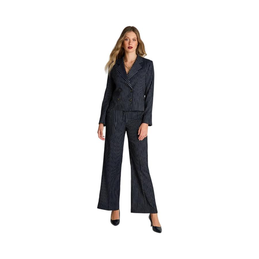 Abrigo Mujer Lorenzo Di Pontti Largo Rayas Azul