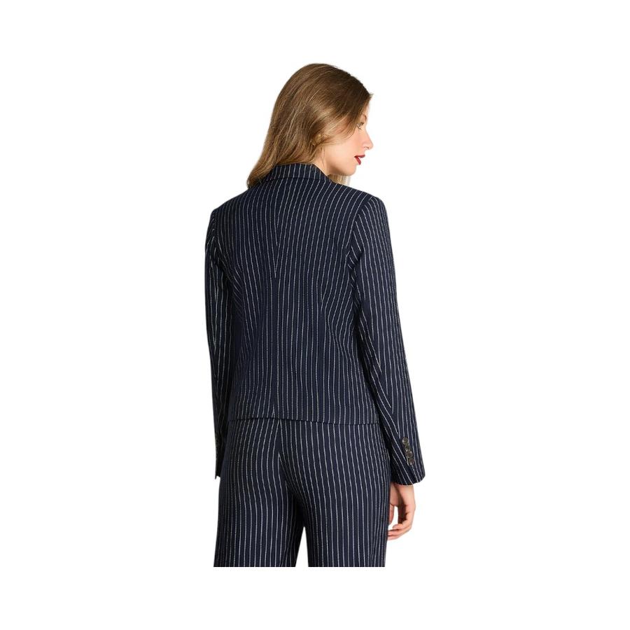 Abrigo Mujer Lorenzo Di Pontti Largo Rayas Azul