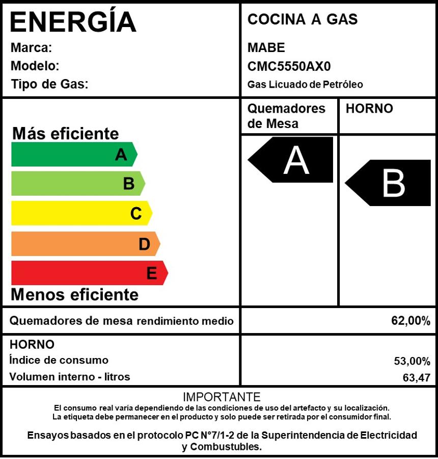 Cocina A Gas Mabe Cmc5560fx0 4 Platos
