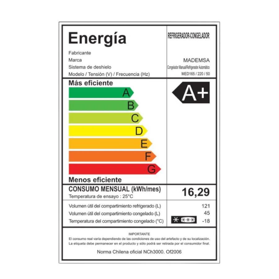 Refrigerador Mademsa Frío Directo Bottom Freezer Med165