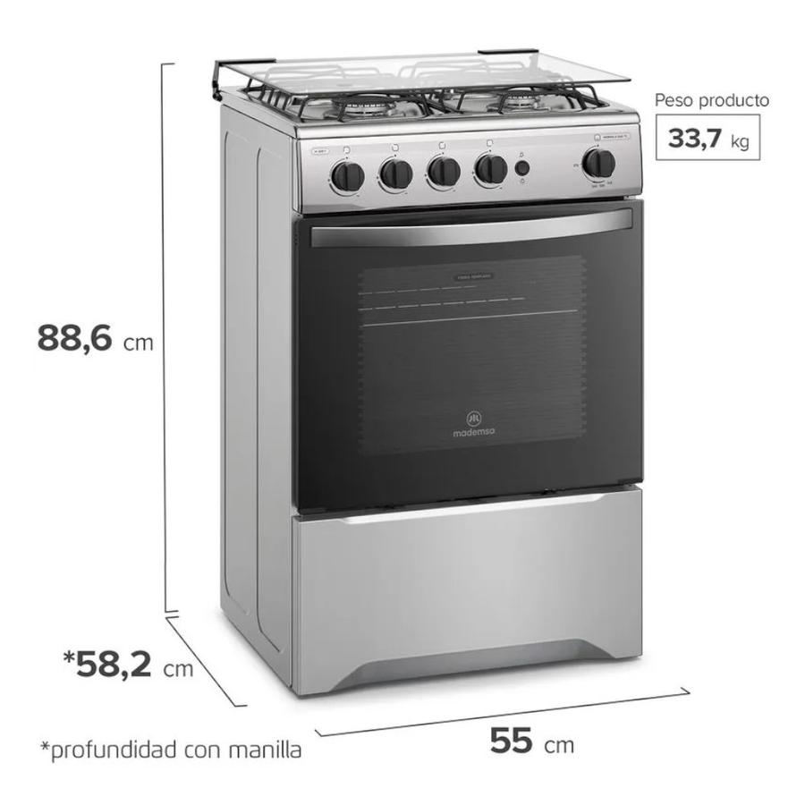 Cocina Gas 4 Platos Mademsa M 520 T Gris