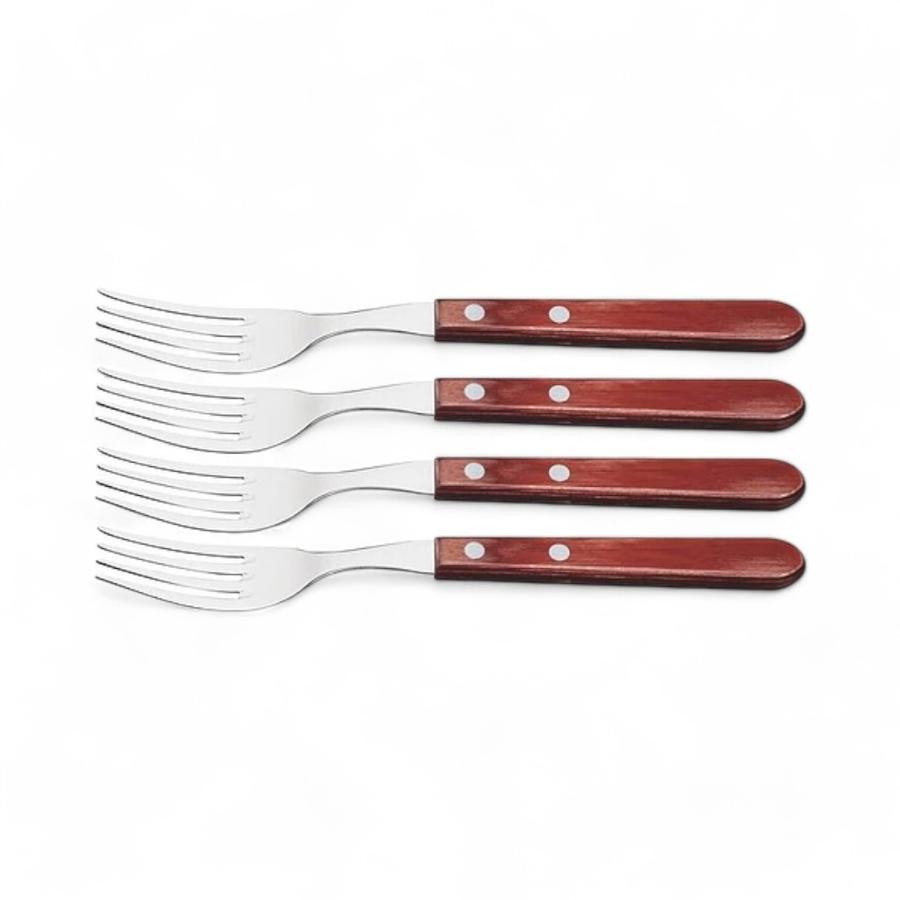 Set 4 Tenedores Jumbo Polywood Acero Inoxidable
