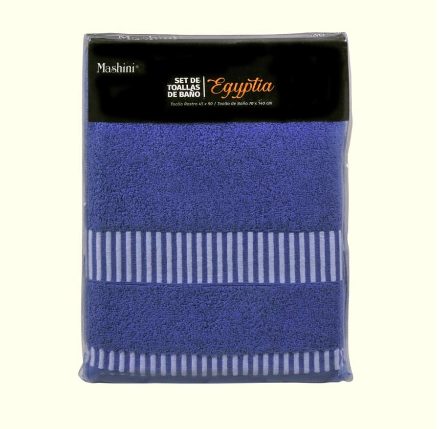 Set 2 Toallas Egiptia Azul 460 Gr