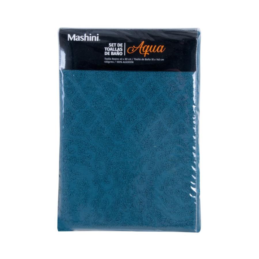 Set 2 Toallas Mashini Aqua Azul
